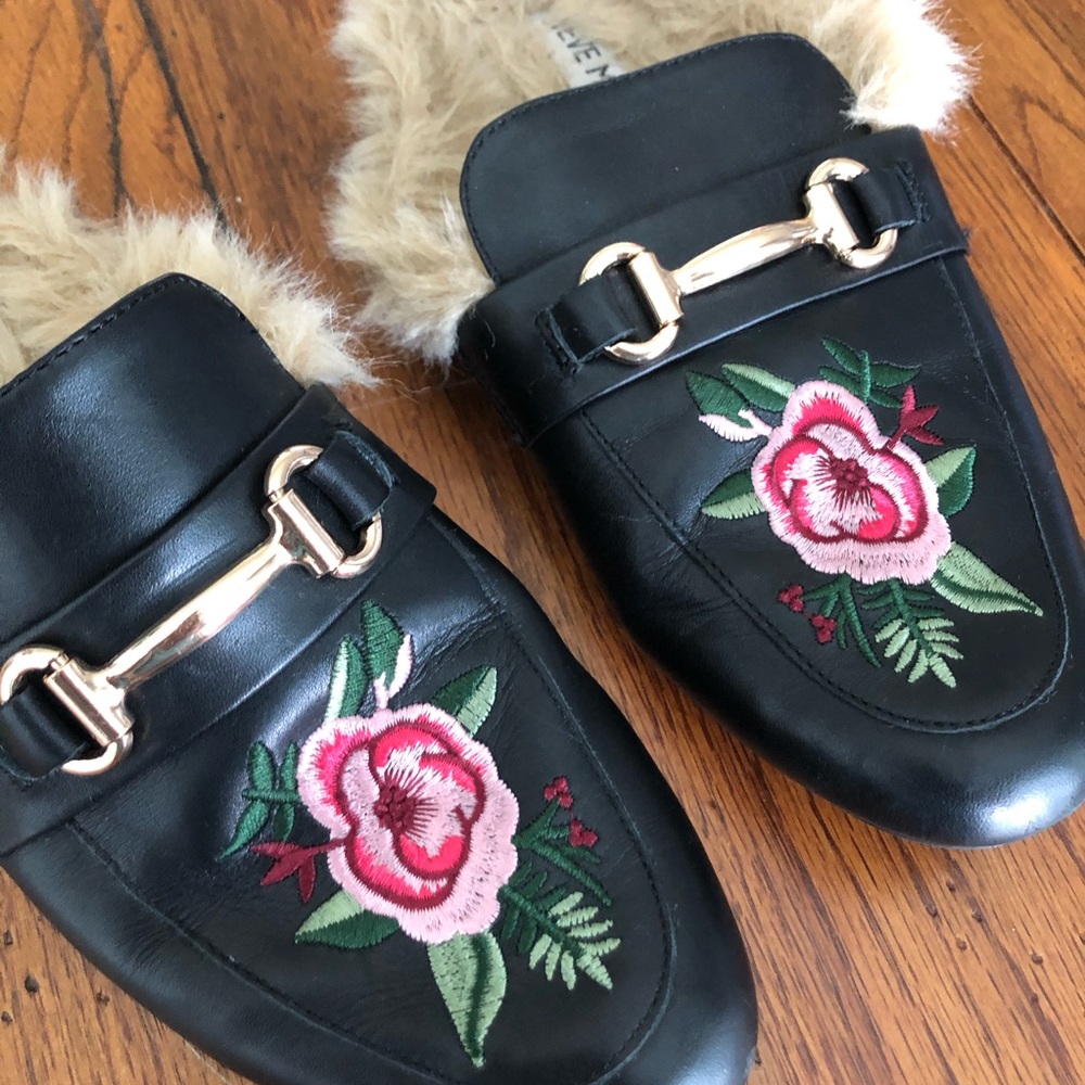 Steve Madden Faux Fur Leather Mule Loafer